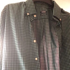 Green checkered long sleeve button down- size M